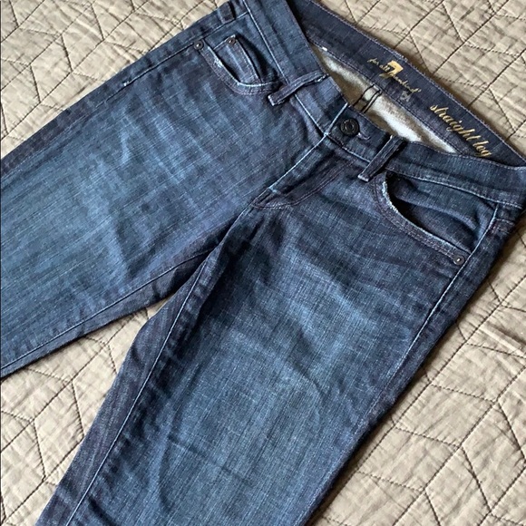 7 FOR ALL MANKIND Straight Leg Dark Wash Jeans - Picture 2 of 16
